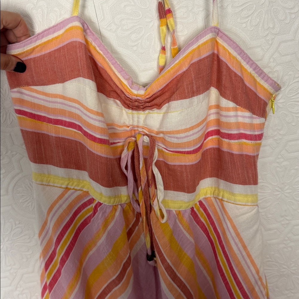 Anthropologie Savannah Halter Summer Dress‎ Pastels Pink Size 4 Beach Vacation - Picture 6 of 13